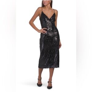 RAMY BROOK New York NWT Classic Black Sequin Leanne Midi Dress, Size 6